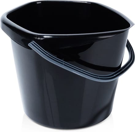 Emmer Plastic Zwart 10 l - met Handgreep - Huishoudemmer