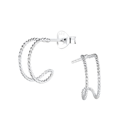 Joy|S - Zilveren oorbellen - oorringen stud - 12 mm / 5 mm - twisted