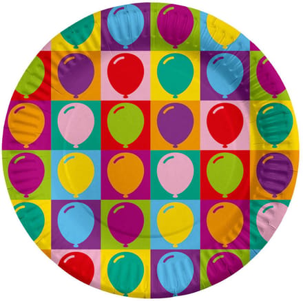 Globos Paper Plates 23cm Pop Party - 8 pcs.
