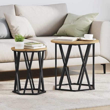 vidaXL - Salontafel - 2 - st - Artisan - Eiken - 50 - x - 50 - x - 50 - cm