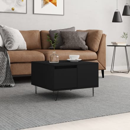 vidaXL - Salontafel - 55x55x36,5 - cm - bewerkt - hout - zwart