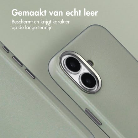 Accezz Hoesje - Geschikt voor iPhone 16 - geschikt voor MagSafe Leather Backcover - Light Grey