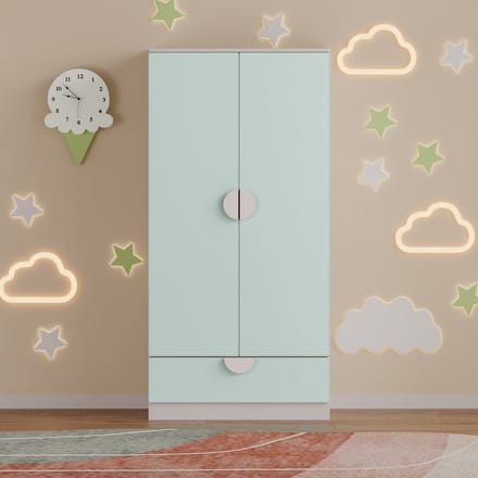 Kinderkast Sandnes kledingkast 123x60x40 cm wit en mintgroen [en.casa]