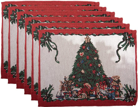 Clayre & Eef Placemats Set van 6 33x45 cm Beige Polyester