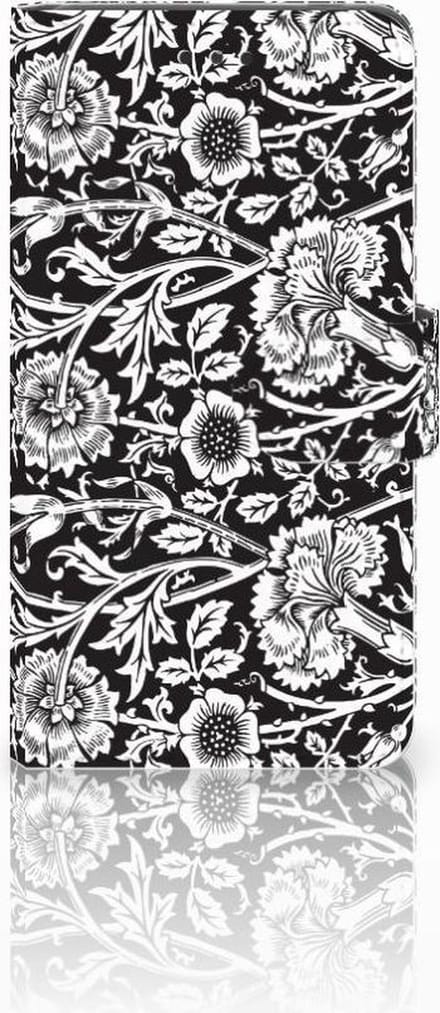 Book Case voor Nokia 7 Hoesje Black Flowers