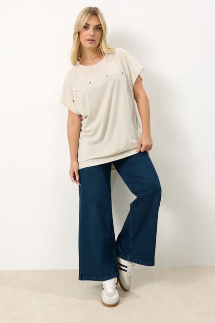 Yours Ivoorwit Tshirt Met Studs En Aangegroeide Mouwen Size 42