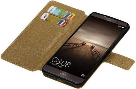 Cross Pattern TPU Bookstyle Wallet Case Hoesje Geschikt voor Huawei Mate 9 Goud
