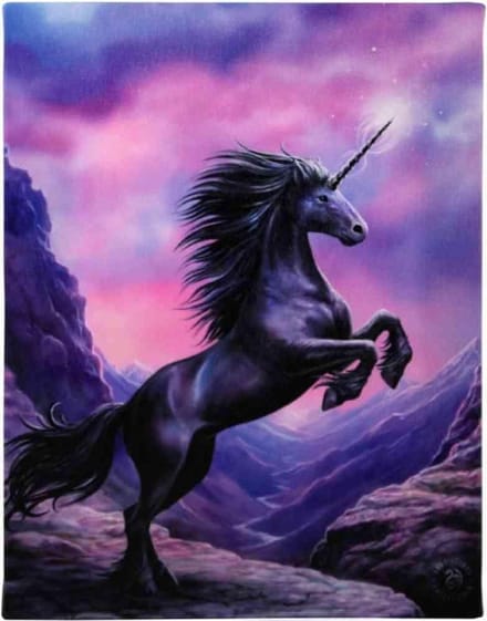 Anne Stokes - Canvas afbeelding - Black unicorn