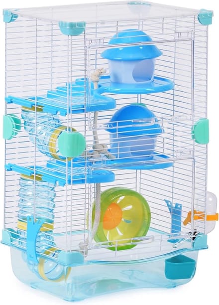 Hamsterkooi - Hamster - 27 x 20.5 x 47 cm, tubes, drinkfles, eetbakje, groot