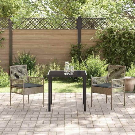 vidaXL Tuinstoel met kussen 2 pcs Grijs 55 x 53 x 85 cm poly rattan