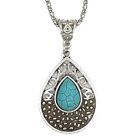 Rhylane – Ketting Met Turquoise Hanger Druppel - Lengte - 50 + 7 cm verstelbaar
