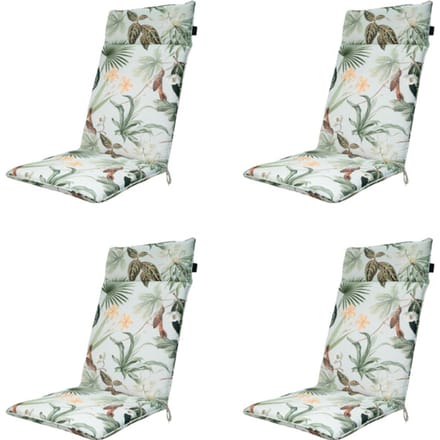 Madison - Tuinstoelkussen Hoge Rug Grasse green - Ca. 120x50 cm - Set van 4