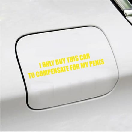 Bumpersticker - I Only Buy This Car - 3,5 X 19,6 - Geel