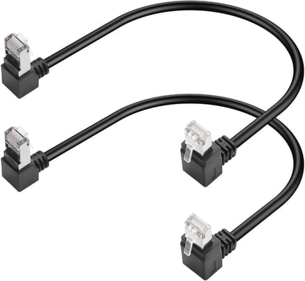Cat5e Ethernet-kabel 90 graden RJ45 - 2 stuks - Ideaal voor PC, routers en printers
