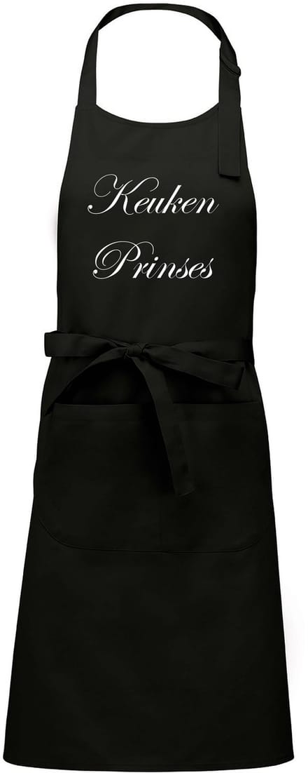 Keuken Prinses - Luxe Schort Keukenschort met tekst - Zwart
