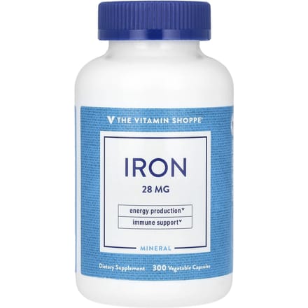 The Vitamin Shoppe, IJzer, 28 mg, 300 Plantaardige Capsules