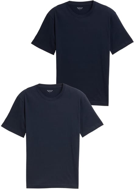 Tom Tailor - Katoenen T-shirts in een set van 2 - Maat S - sky captain blue