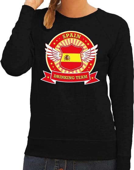 Zwart Spain drinking team sweater zwart dames - Spanje kleding L