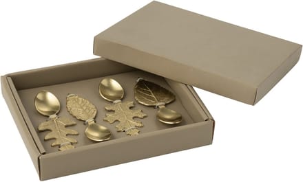 J-Line lepel Blad - roestvrij staal - goud - doos van 4