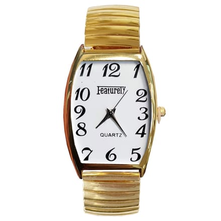 Fako® - Horloge - Rekband - Featurely - 31x44mm - Goudkleurig - Wit