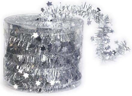 Kerstslinger dun - zilver - 3,5 x 700 cm - Guirlande folie - kerst versiering