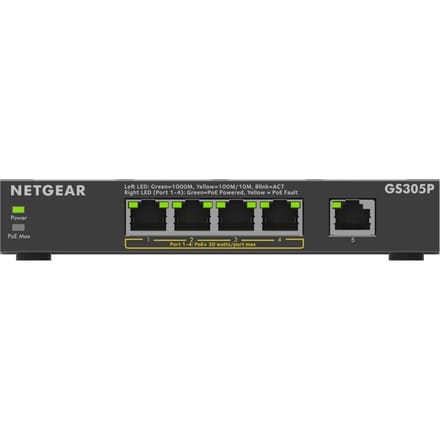 Netgear GS305Pv3 5-Port Gigabit Ethernet Unmanaged PoE+ Essentials Switch (63W)