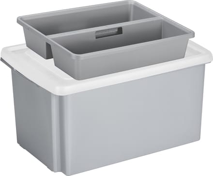 Sunware opslagbox 51 liter grijs 59 x 39 x 29 cm met deksel en organiser tray