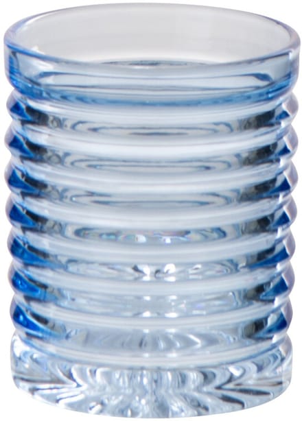 J-Line drinkglas Geribbeld - glas - lichtblauw - 2 stuks