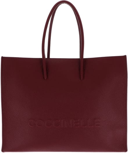 COCCINELLE Leren schoudertas Maxi Log Handbag Grained Leather Ribes (rood)paars