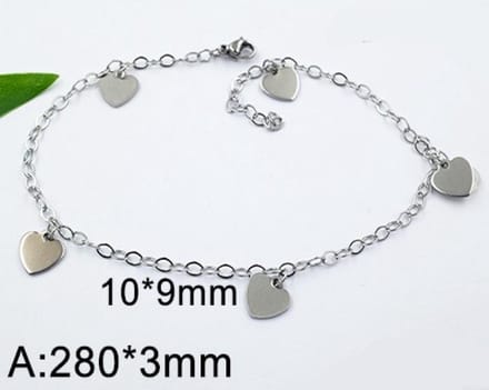 Enkelbandje hartjes 3568 staal