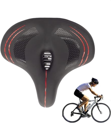 Zitkussen Fiets - Fietszadel Kussen - Comfortabele Ritten - Antislip Ontwerp - 7.5 cm Dik - Zwart Rood
