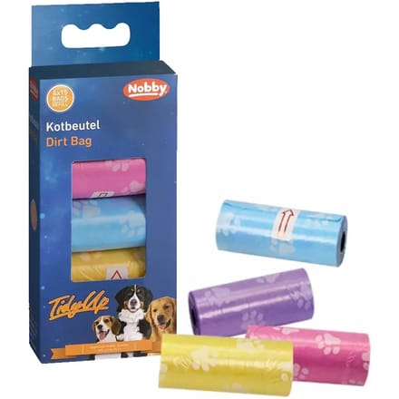 Nobby TidyUp hondenpoepzakjes pootprint pastel 4 rollen a 15 zakjes