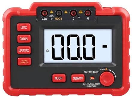 Isolatiemeter - Weerstandsmeter - Elektrische Metingen - Digitale LCD Display - Compact Formaat - Grijs