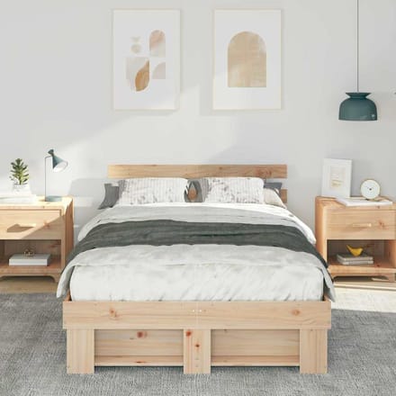 vidaXL - Bedframe - met - hoofdeinde - Bruin - 120 - x - 190 - cm - Massief - grenenhout