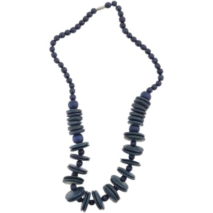 Behave – Houten kralen ketting – 45 cm – Donkerblauw – Schroefsluiting