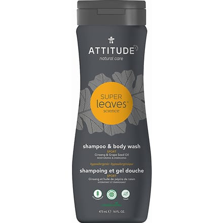 Attitude Super Leaves Shampoo & Douchegel voor Mannen - 2 in 1 Sport