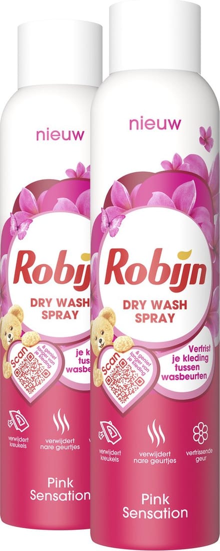 Robijn Pink Sensation Dry Wash Spray - 2 x 200 ml - Voordeelverpakking