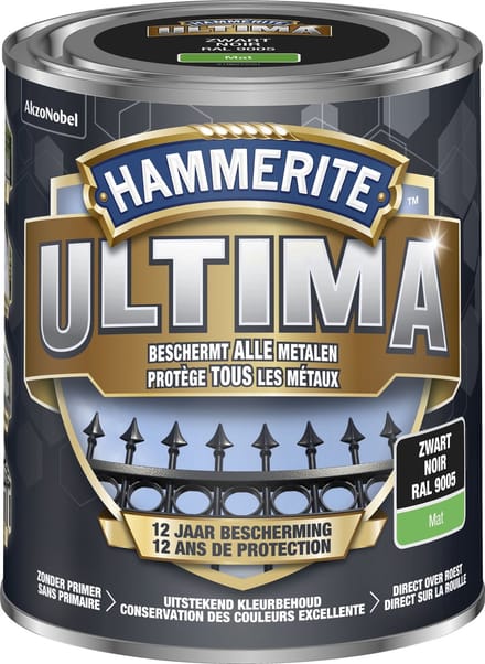 Hammerite Ultima - Zwart - 0,75 l - Mat - 7,5 m²/l - Afwerkingslaag