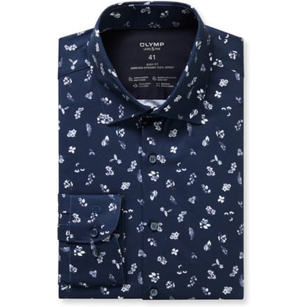 OLYMP Level Five 24/Seven Overhemd, Body Fit, New York Kent, Marineblauw
