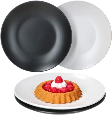 Set van 4 gebaksbordjes Nero Bianco wit & zwart