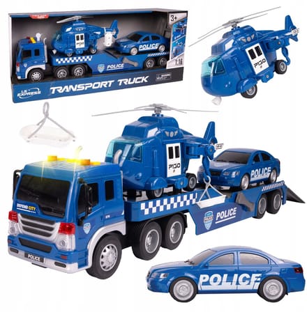 Politiewagen met Aanhanger, Helikopter & Geluid/Licht