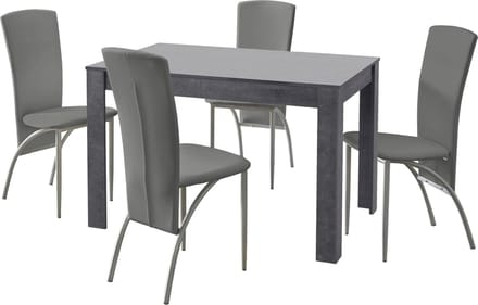 Lynn & Nicole-Set van Eettafel 120x80cm met 4 Stoelen Lichtgrijs