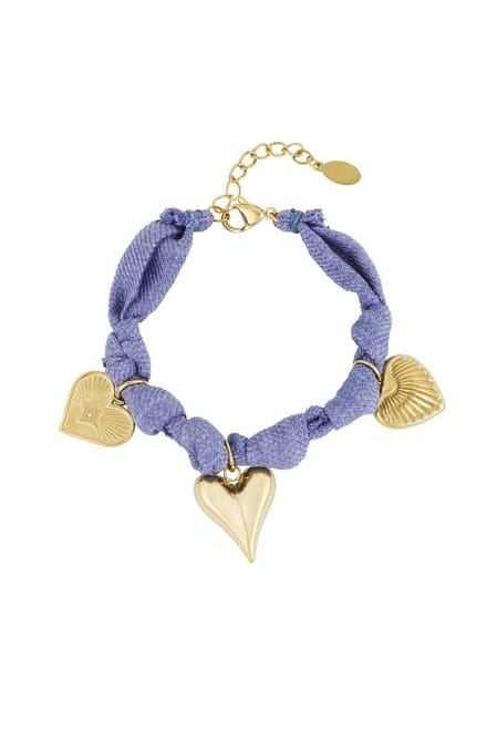 Armband kleur bliss hart- blauw- goudkleur