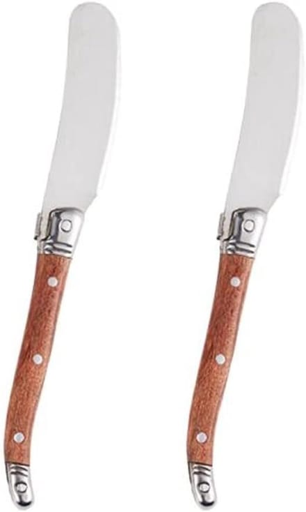 RVS Botermes en Kaasspatel met Houten Handvat voor Boterspreaden, Kaas en Jam - Set van 2