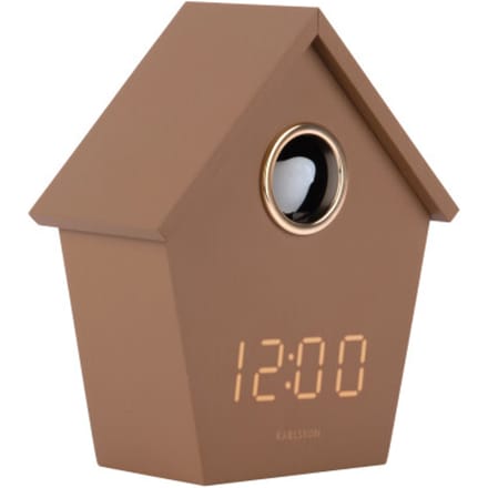 Karlsson - Wekker Riqueza Cuckoo LED - Bruin - 6,8x13x15,3 cm