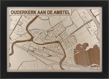 Houten stadskaart van Ouderkerk aan de Amstel