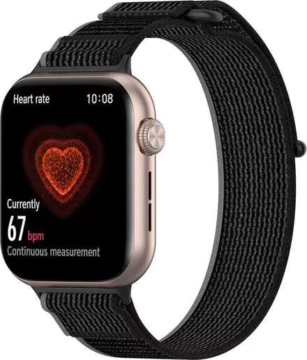 Strap-it Nylon bandje met klittenbandsluiting - geschikt voor Honor Watch 5 (zwart)