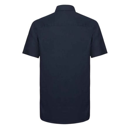 Russell Collection Heren Oxford Getailleerde Overhemd met Korte Mouwen (Heldere marine)