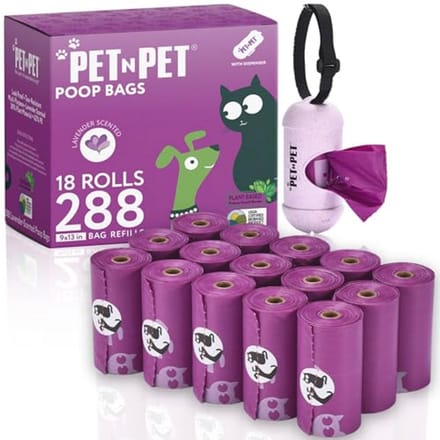 Geurige hondenpoepzakken - 288 stuks met dispenser, biodegradable en USDA-gecertificeerd