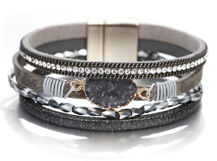 Montebello Armband Kari G - Pu Leer - Strass - Zirkonia - 19.5cm